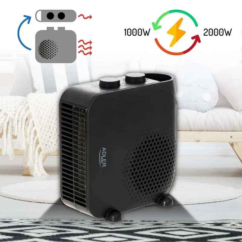 Termowentylator 2000W Ad 7725B ADLER - Czarny