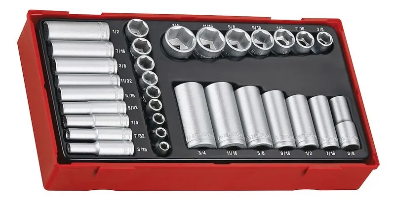 Zestaw Nasadek Calowych Chwyt Kwadratowy 1/4'' I 3/8'' 32 Cz. TENG TOOLS