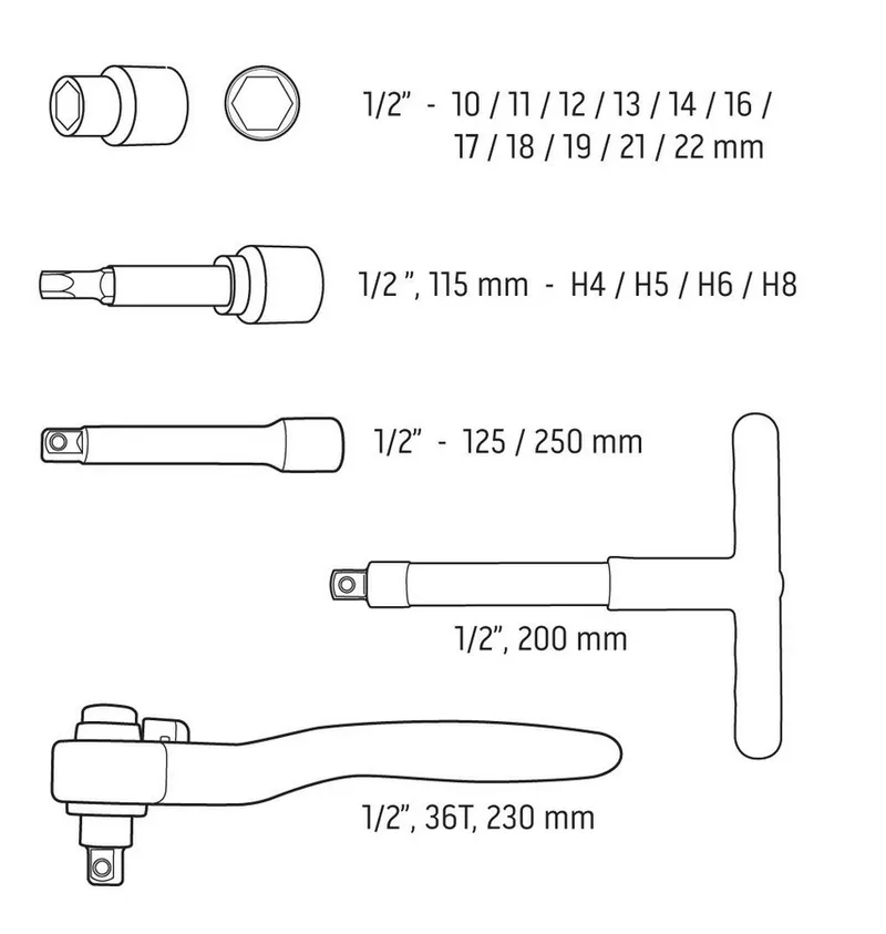 Zestaw Kluczy Nasadowych 1/2'', 1000V, 19 Sztuk NEO