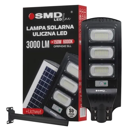 Lampa LED Uliczna Solarna 150W 12.6Ah 6000K 3000LM + Uchwyt