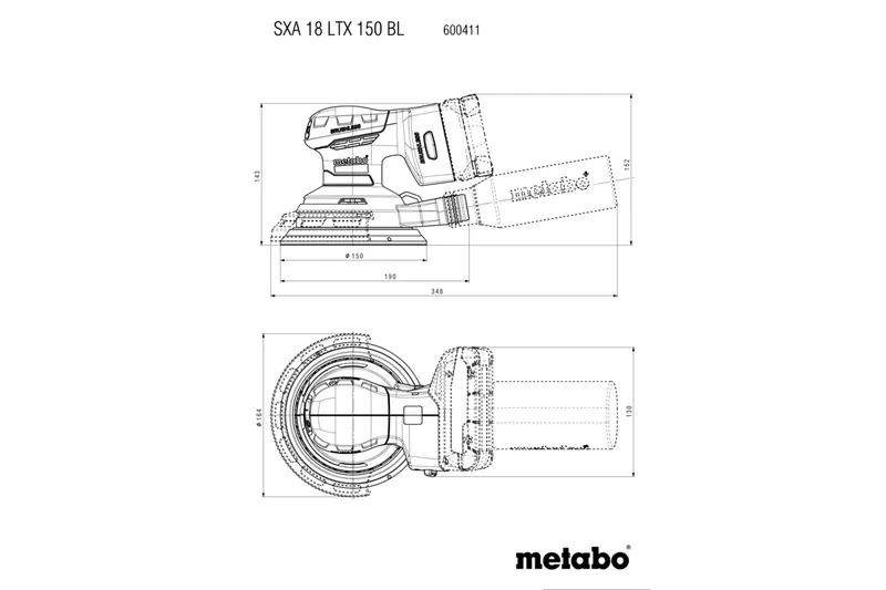 Szlifierka Akumulatorowa Mimośrodowa Sxa 18 Ltx 150 Bl 0*AH METABO