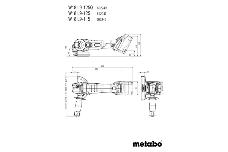 Szlifierka Kątowa Akumulatorowa 125mm W 18 l 9-125 0*AH METABO