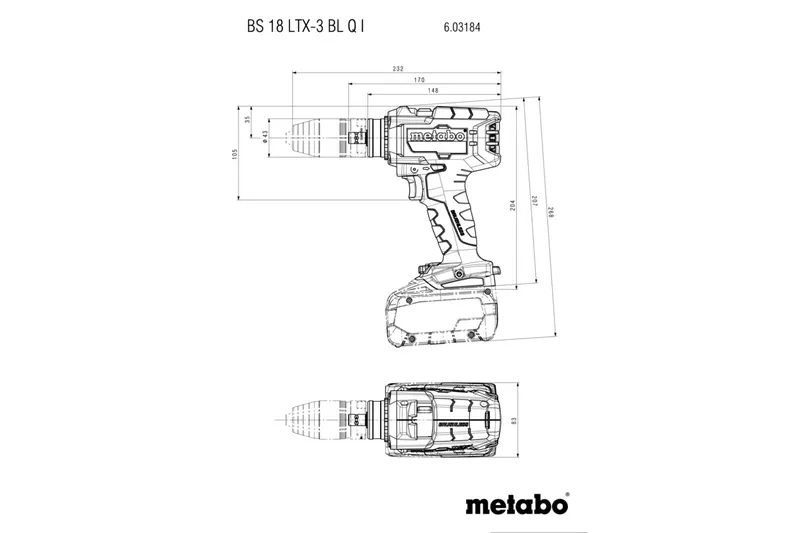 Wiertarko-Wkrętarka Akumulatorowa Bs 18 LTX-3 Bl Q I 0*AH METABO