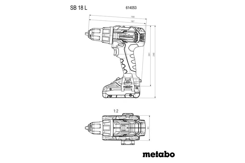 Wiertarko-Wkrętarka Akum.udarowa 18V Sb 18 l 2*2.0AH METABO
