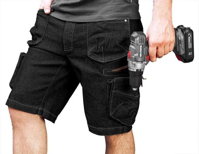 Krótkie Spodenki Robocze Denim, XL NEO - Czarne
