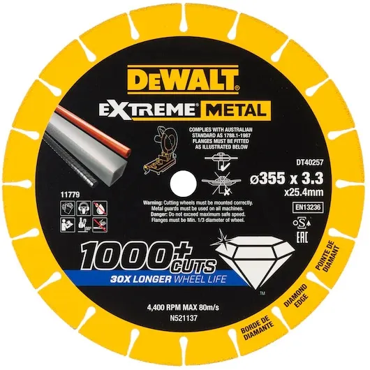 Tarcza Diamentowa Extreme Metal 355*25,4*3,3MM DEWALT