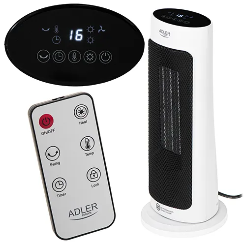 Termowentylator Ceramiczny LED Z Pilotem + Timer 200W AD7738 ADLER