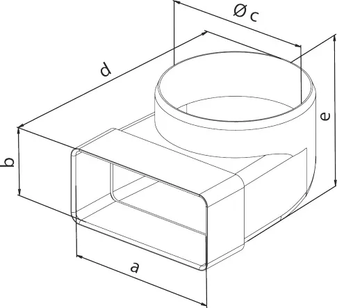 Kolano Łącznikowe Zmienne Kanału Płaskiego 220*55 FI 125mm AIR ROXY