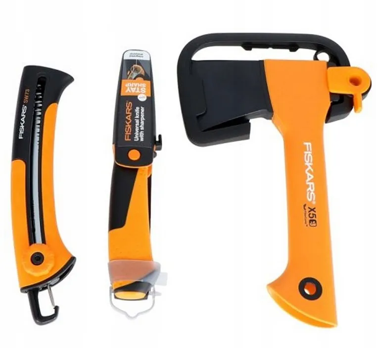 Zestaw Campingowy: Siekiera X5 + Nóż + Piła SW73 FISKARS