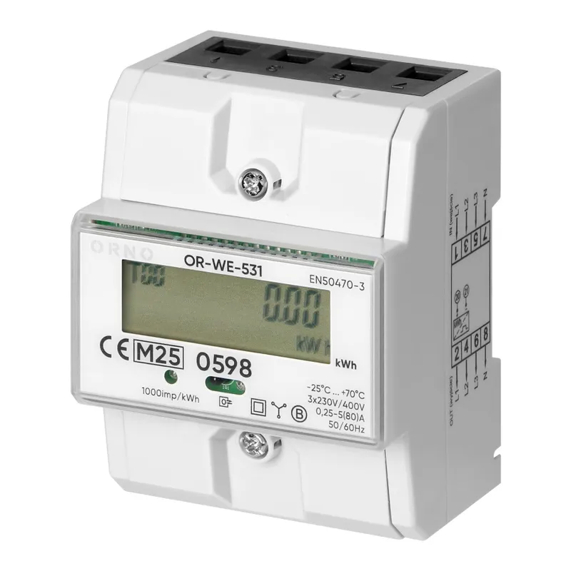 3-FAZOWY Licznik Energii Elektrycznej 80A Mid 4.3 ORNO