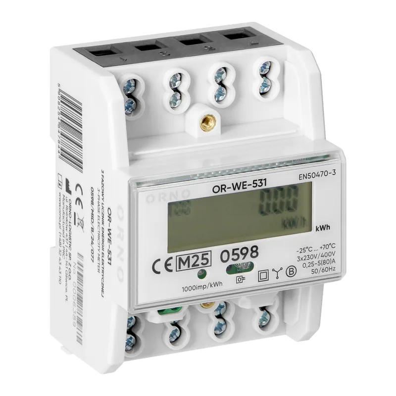 3-FAZOWY Licznik Energii Elektrycznej 80A Mid 4.3 ORNO