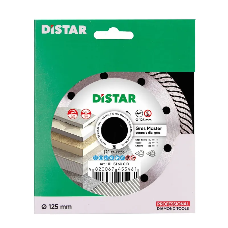 Tarcza Diamentowa Gres Master 125*1,4*10*22,23 DISTAR