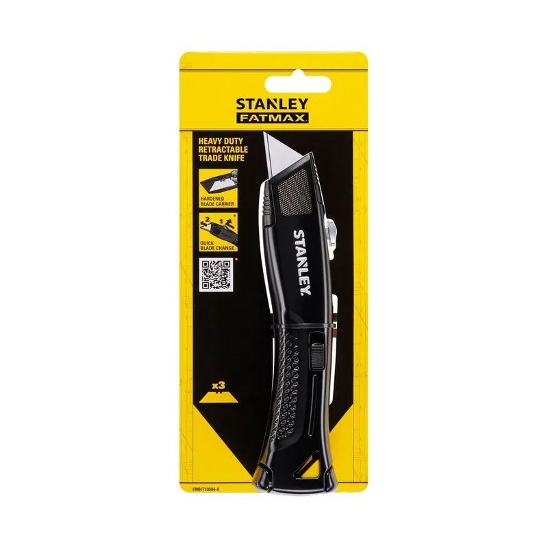 Nóż Heavy Duty Ostrze Trapez Chowane Metalowy STANLEY - Czarny