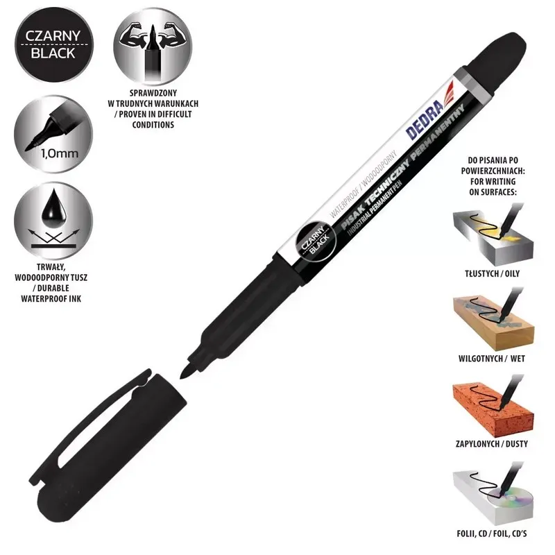 Marker Techniczny Permanentny 1mm DEDRA - Biały