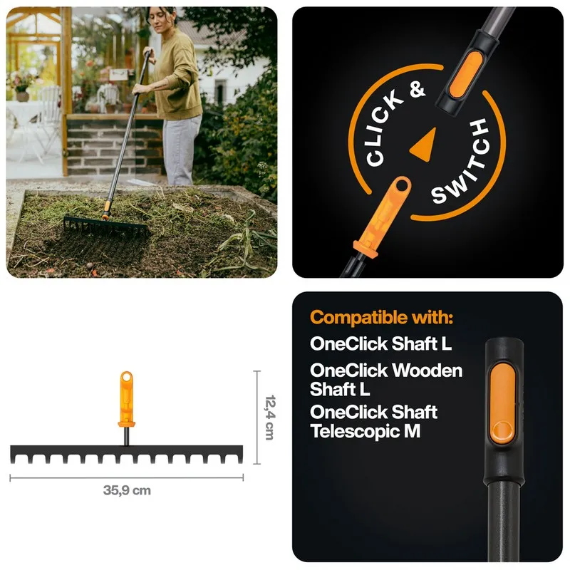 Grabie 14-ZĘBNE Metalowe Oneclick FISKARS