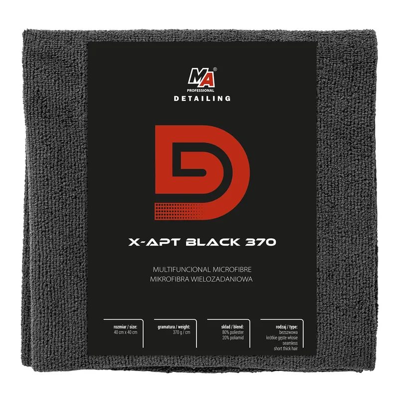 Detailer Mikrofibra X-Apt Black 370g/m² 40*40 MOJE AUTO