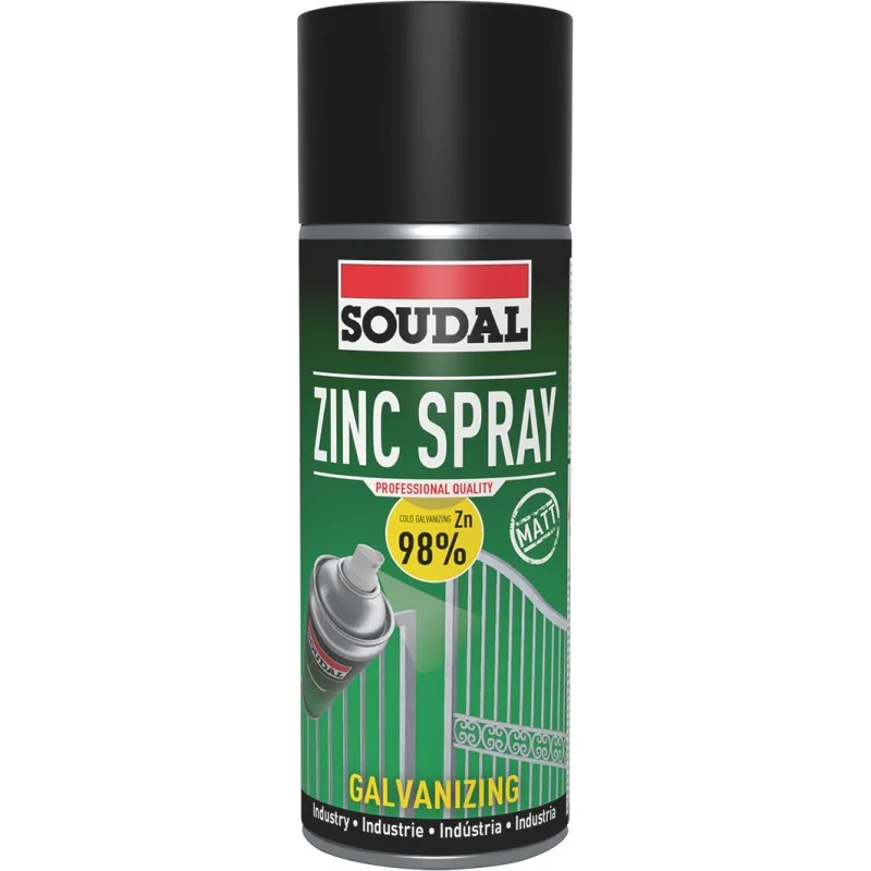Preparat Ocynk W Sprayu Zinc Spray Matowy 98% Acryl 400ml SOUDAL