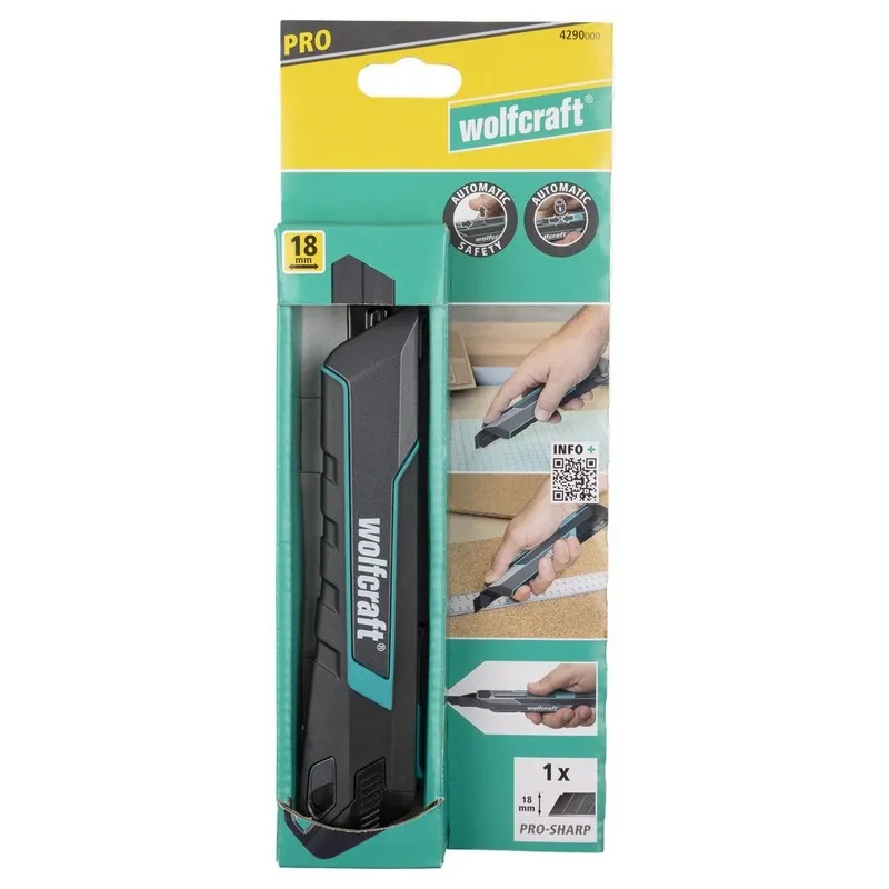 Nóż Z Ostrzem Łamanym 18mm PRO Safety WOLFCRAFT