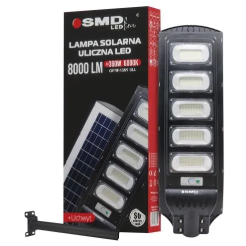 Lampa LED Uliczna Solarna 360W 20Ah 6000K 800LM + Uchwyt