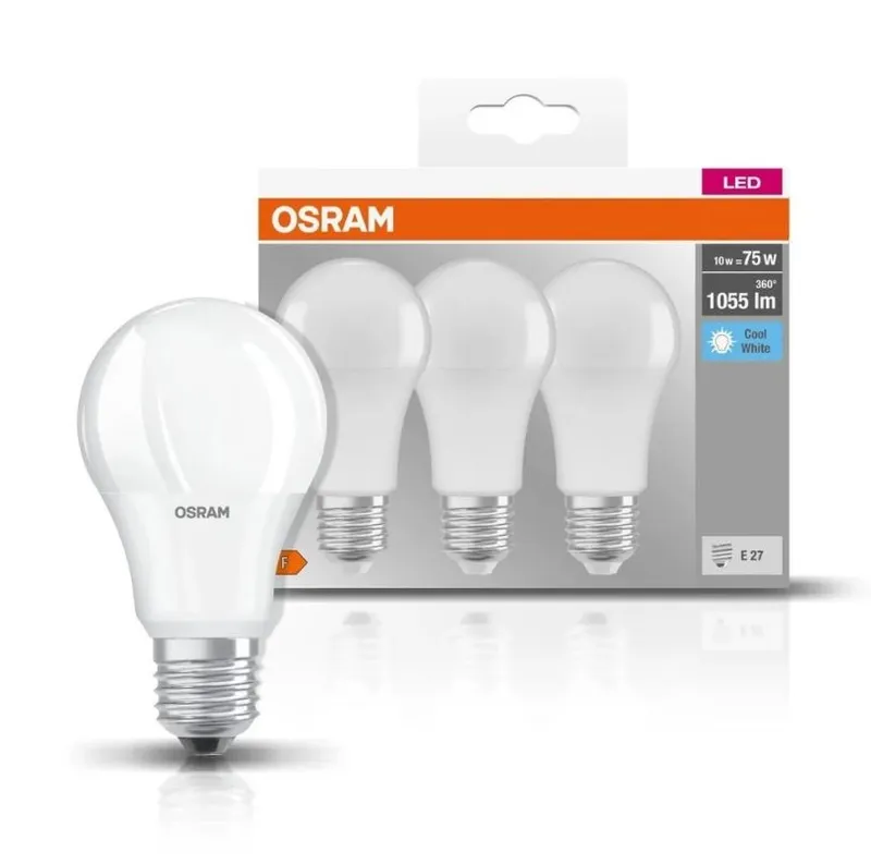 Żarówka LED A60 Base 10W E27 4000K 1055LM 3-PAK OSRAM