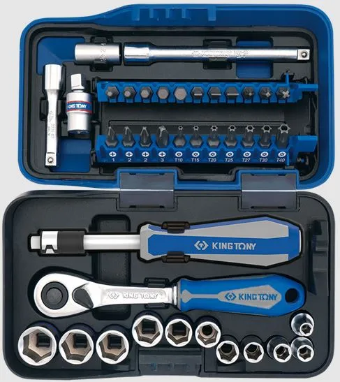 Komplet Nasadek 1/4 6-KĄTNE 39 Sztuk 5-14MM Z Akcesoriami KING TONY