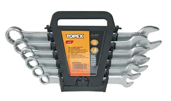 Komplet Kluczy Płasko-Oczkowych 6-SZTUKOWY 8-17MM Premium TOPEX