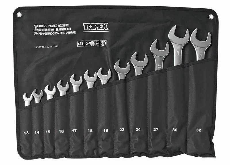Komplet Kluczy Płasko-Oczkowych 12-SZTUKOWY 13-32MM Premium TOPEX