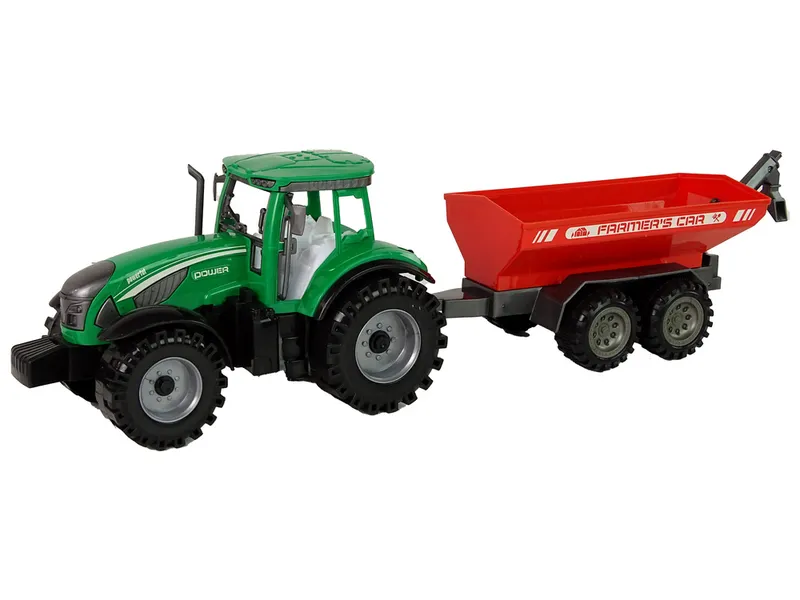 Traktor Z Czerwoną Przyczepką Napęd Frykcyjny - Zielony