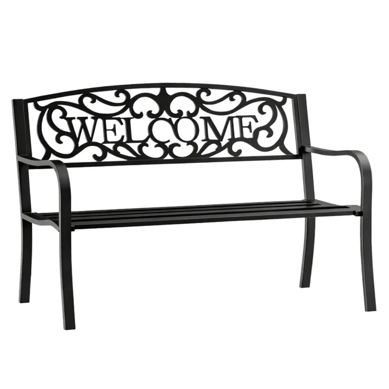 Ławka Ogrodowa Taras Ogród Park Metalowa Oparcie WELCOME 127 cm - Czarna