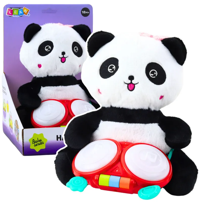Pluszowa Panda Z Bębenkami Maskotka Przytulanka Światła Dźwięki