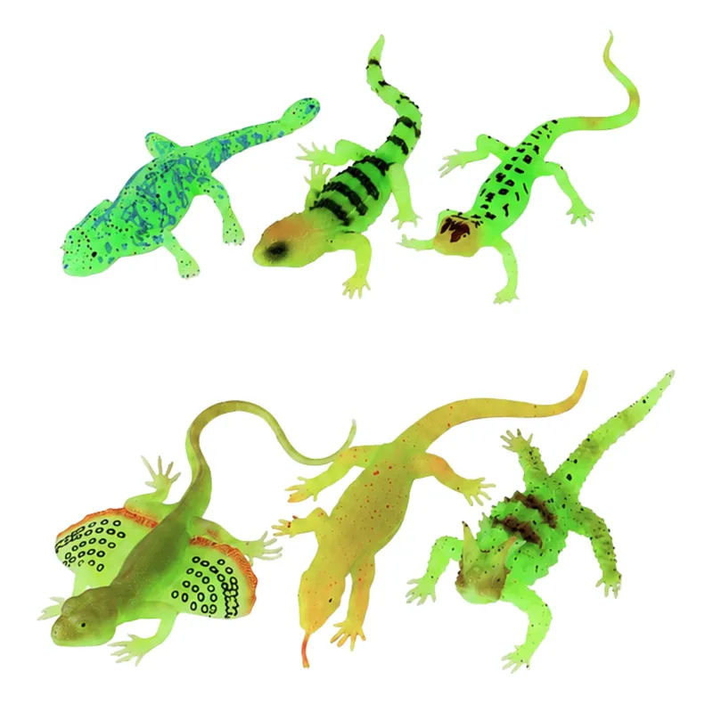Gumowa Figurka Jaszczurka Fluorescencyjna Świecąca W Ciemności 15cm - Zielona