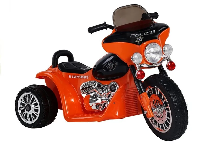 Motor Na Akumulator Trójkołowy JT568 Policja Dla Dzieci LED - Pomarańczowy