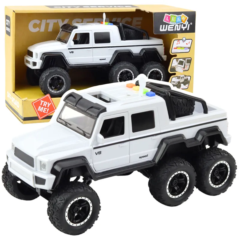 Samochód Terenowy Napęd Frykcyjny Światła Dźwięki Perłowy 6x6 1:16 - Biały
