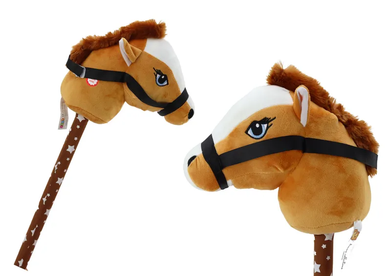 Pluszowa Głowa Konia Na Kiju Hobby Horse Koń Krótkowłosy Dźwięki - Brązowy