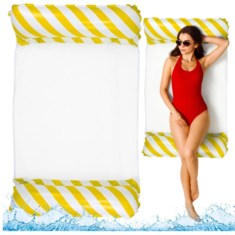 Dmuchany Hamak Wodny Materac Leżak 120x70cm - Biało-Żółty