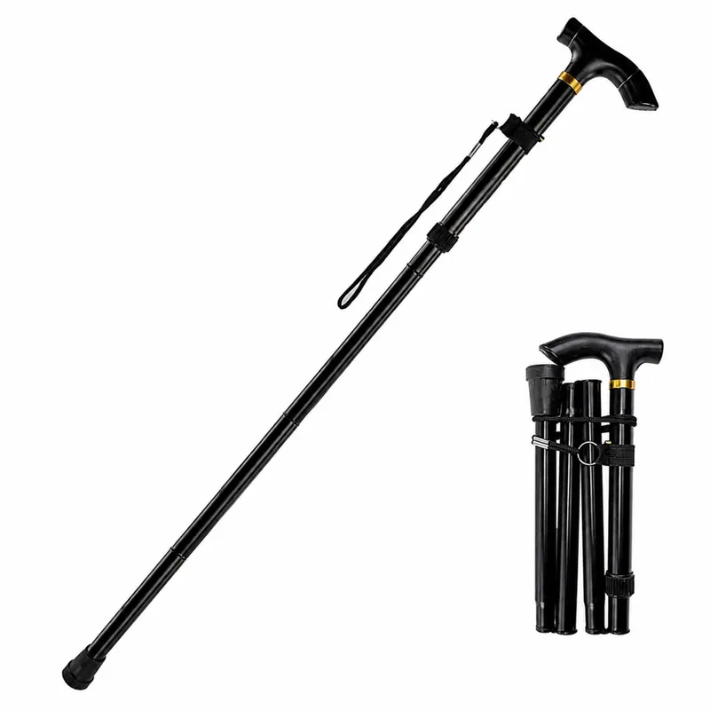 Laska Teleskopowa Składana Regulowana Aluminiowa Dla Seniora 85-95CM - Czarna