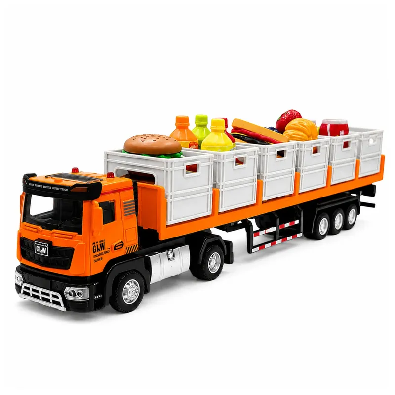 Ciężarówka Transportowa Na Baterie Produkty Spożywcze 1:40 - Pomarańczowa
