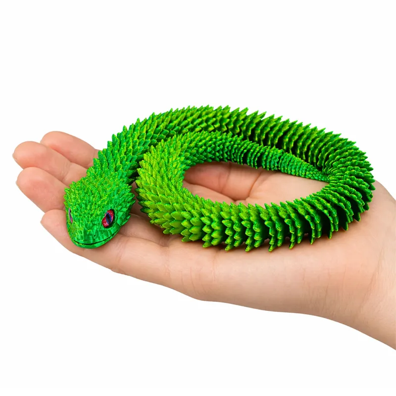 Figurka Dekoracyjna 3D Wąż Segmentowy Mieniący Się Ruchomy 45 cm - Zielony