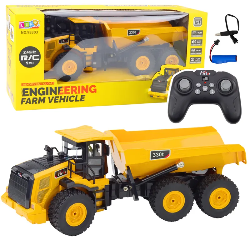 Wywrotka Transporter Zdalnie Sterowana RC Dźwięki 9CH 2.4G - Żółta