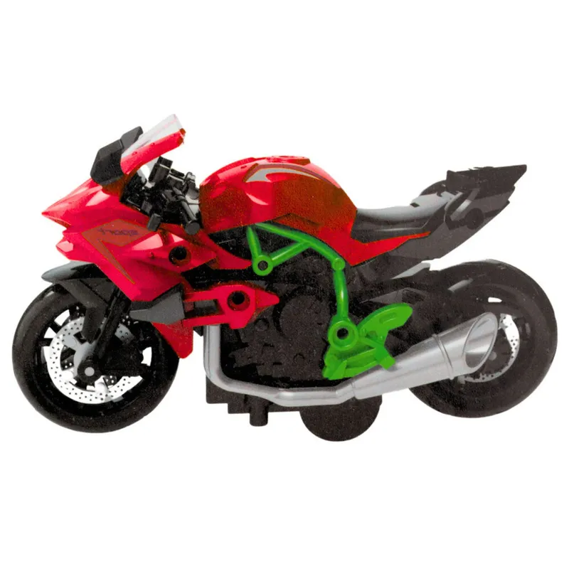 Motocykl Do Składania Skręcania Metal 1:14 DIY - Zielono-Czerwony