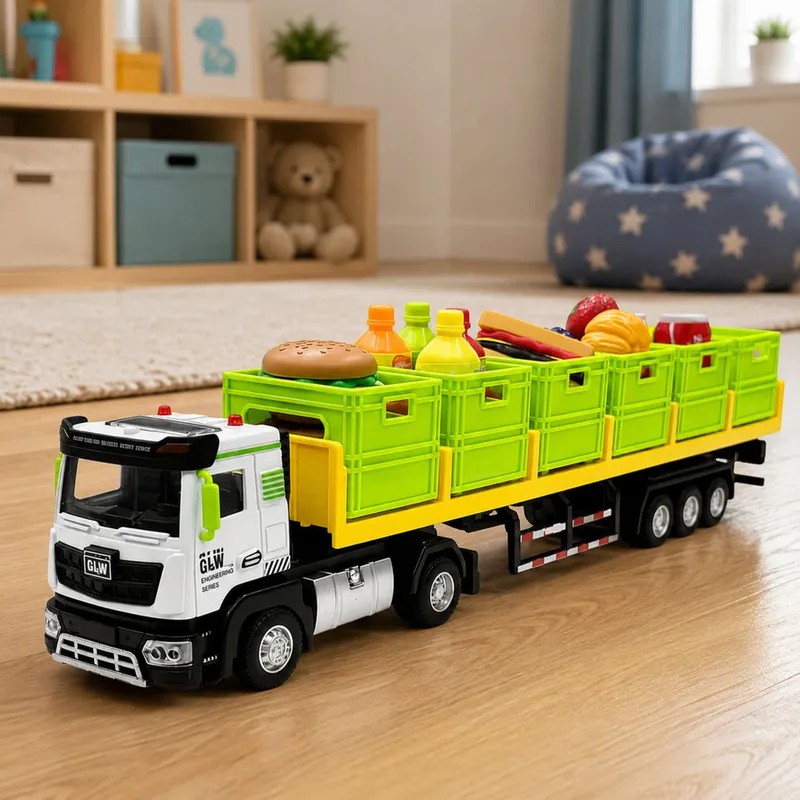 Ciężarówka Transportowa Z Produktami Spożywczymi Na Baterie 1:40 - Zielona