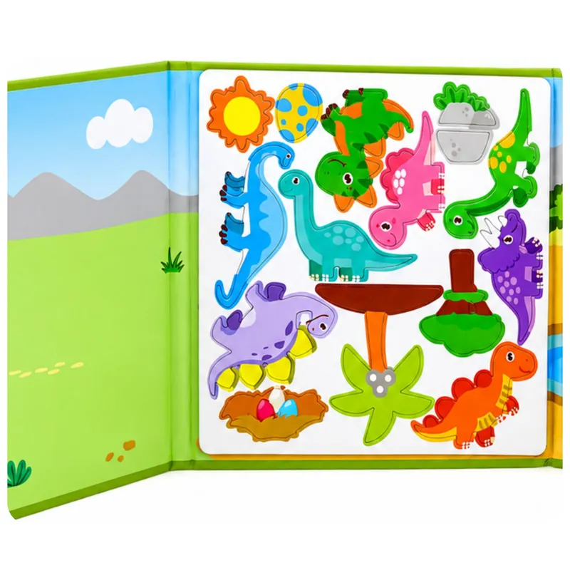 Książeczka Magnetyczna Układanka Puzzle Dinozaury Kolorowe Magnesy 30 el