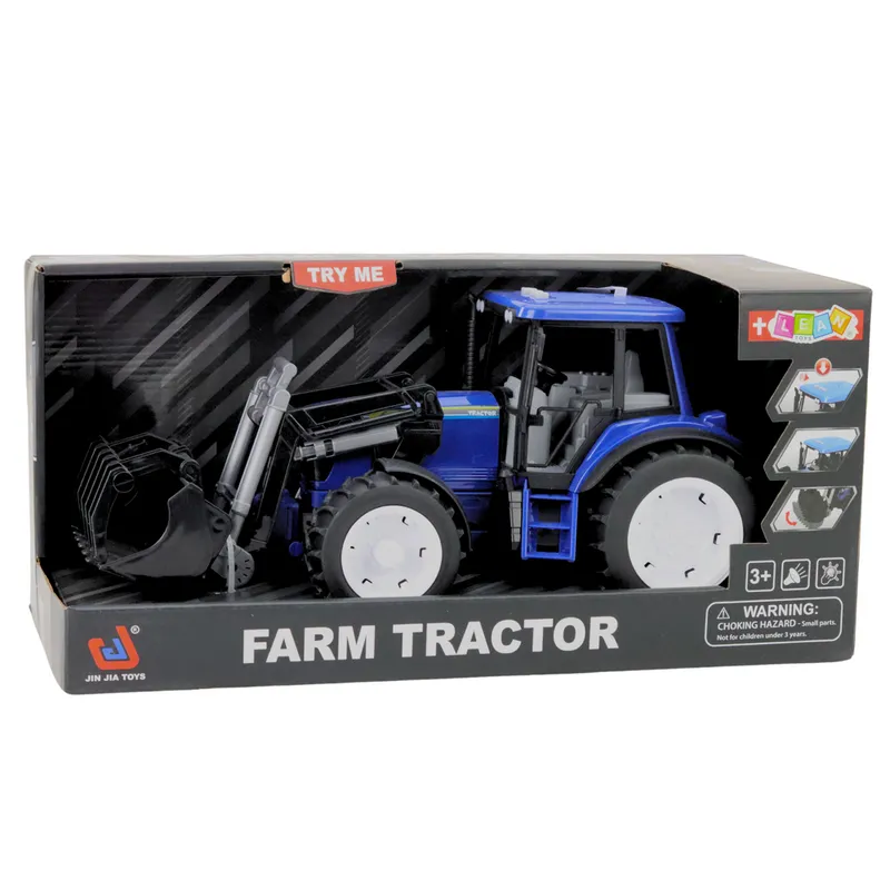 Traktor Farmerski Z Ruchomą Łyżką Światła Dźwięki 1:10 - Niebieski