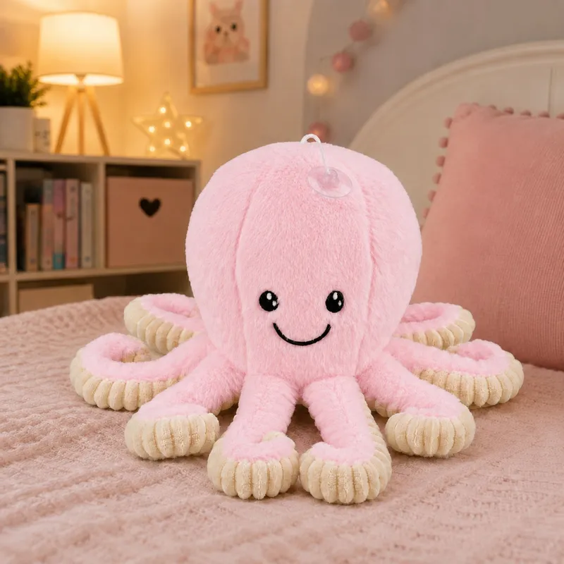 Pluszowa Ośmiornica Maskotka Przytulanka Z Przyssawką 16 cm - Różowa