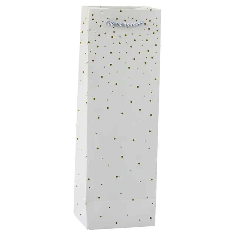 Torba Prezentowa Na Wino Butelkę Papierowa Kropki 35 x 12 x 9 cm - Złote
