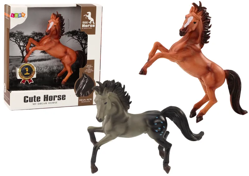 Figurka Konia Brązowy Szary Koń Stojący Stajnia Farma Cute Horse