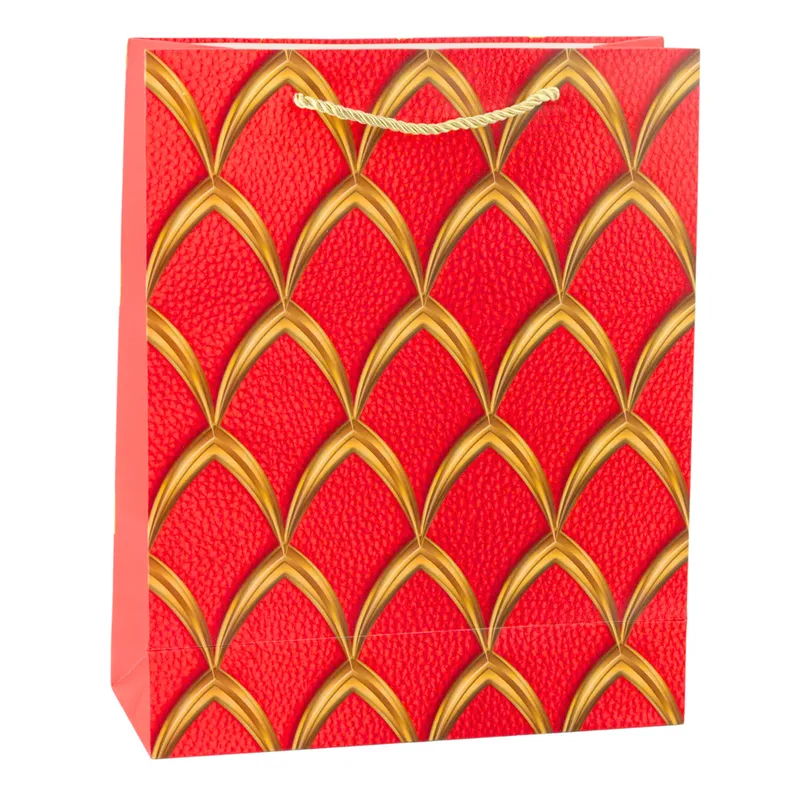 Torba Prezentowa Elegancka Zdobienia 32 x 26 x 12 cm - Złote