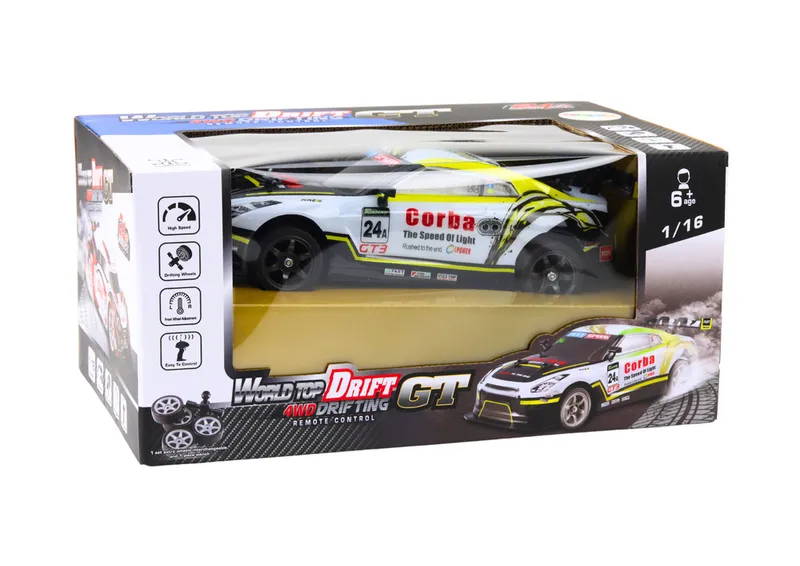 Auto Sportowe RC 1:16 Drift Wymienne Koła - Biało-Żółte