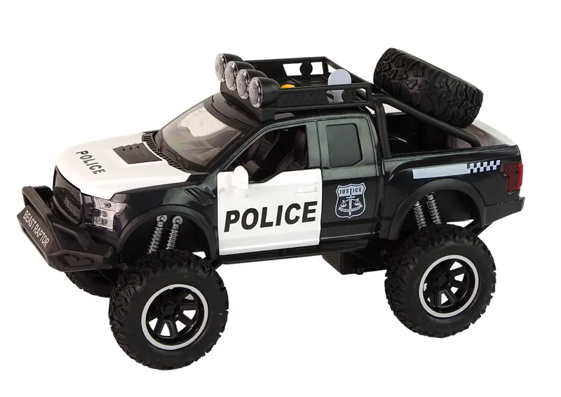 Pojazd Terenowy Raptor Policja Otwierane Drzwi Dźwięk Światła - Czarny