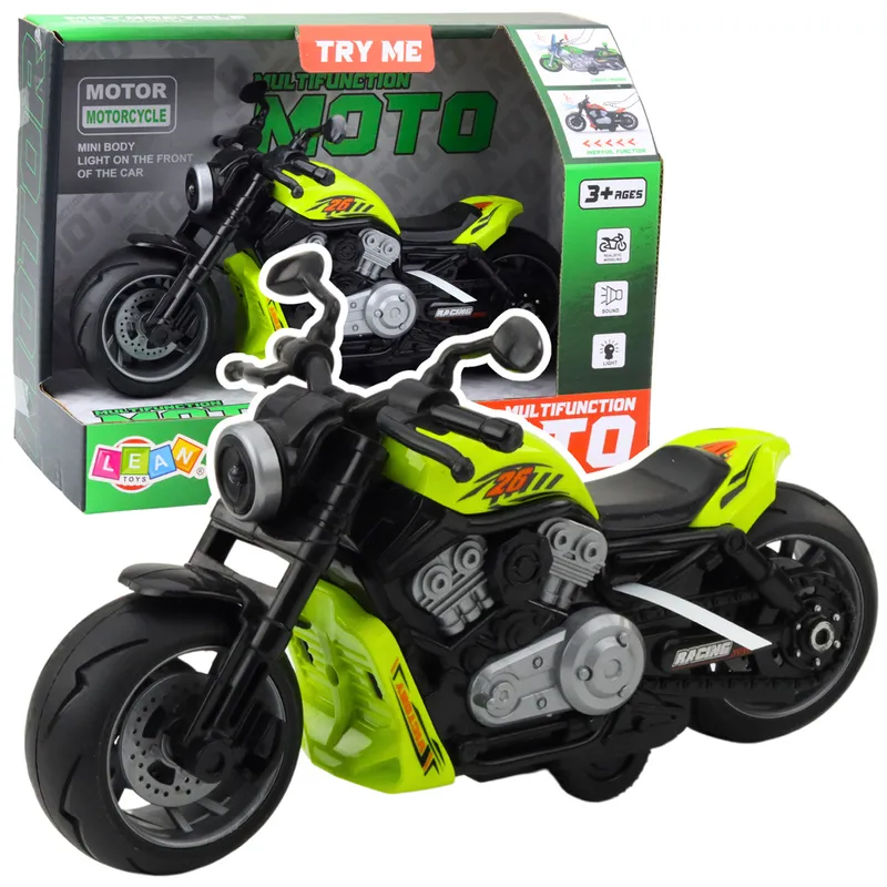 Motocykl Zabawkowy Na Baterie Napęd Światła Dźwięki - Zielony